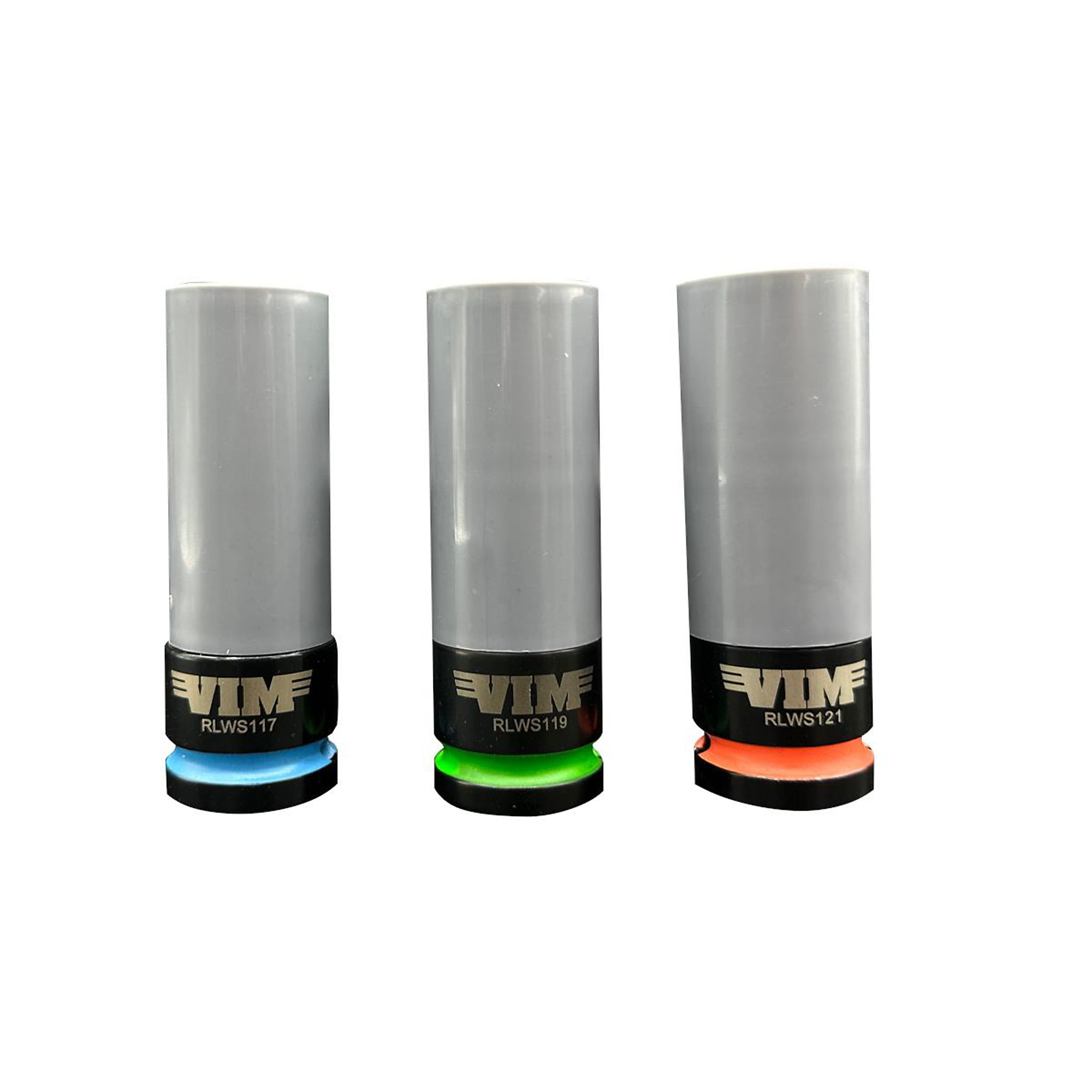 VIM Tools Rapid Load Lug Nut Socket Set — 3-Piece, 1/2in. Drive, Black Chrome, Non-Marring Sleeve, Model# VIMRLWS100